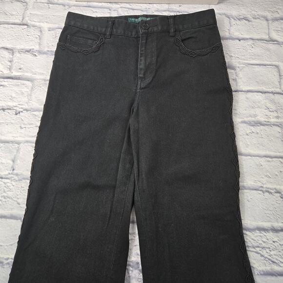 Lauren Jeans Co Beaded Jeans Black Southwestern Bootcut Ralph Lauren sz 4 Petite - Picture 4 of 16